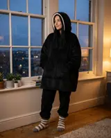 Oversized Wearable Blanket Hoodie – Black