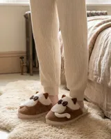 Fluffy Cat Slippers – Brown