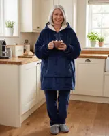 Oversized Wearable Blanket Hoodie – Dark Blue