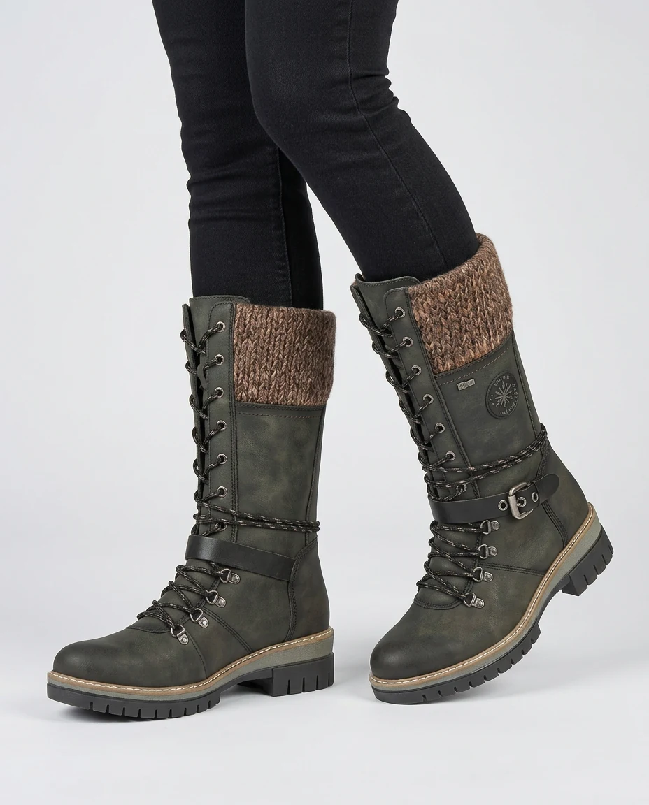 Women's Knit-Cuff Boots – Dark green