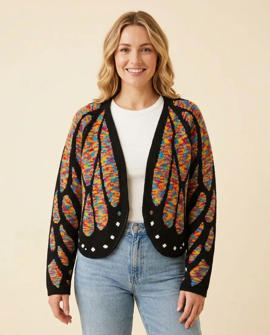 Women's Butterfly Crochet Cardigan – Mixed colors