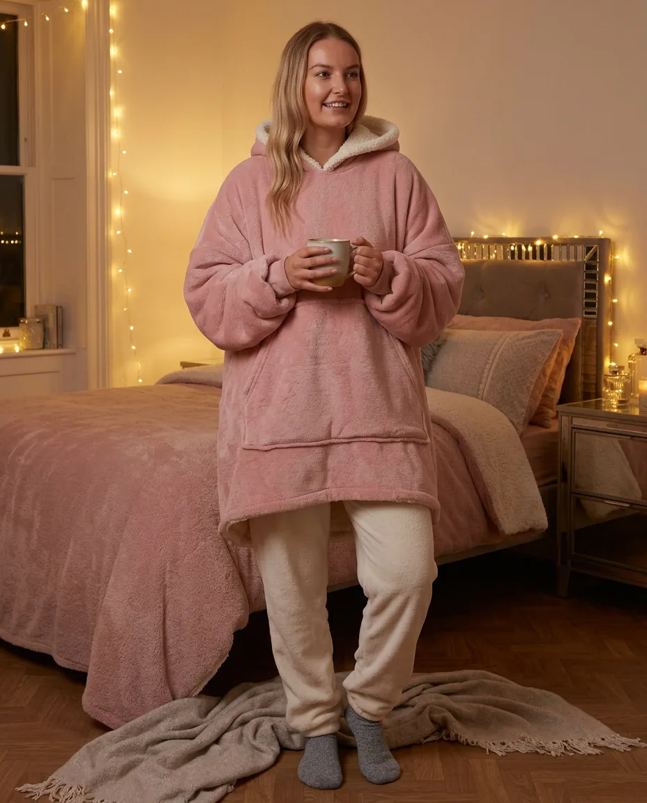 Oversized Wearable Blanket Hoodie – Pink