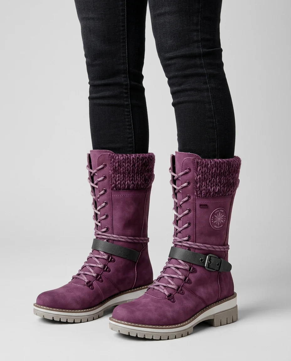 Women's Knit-Cuff Boots – Purple